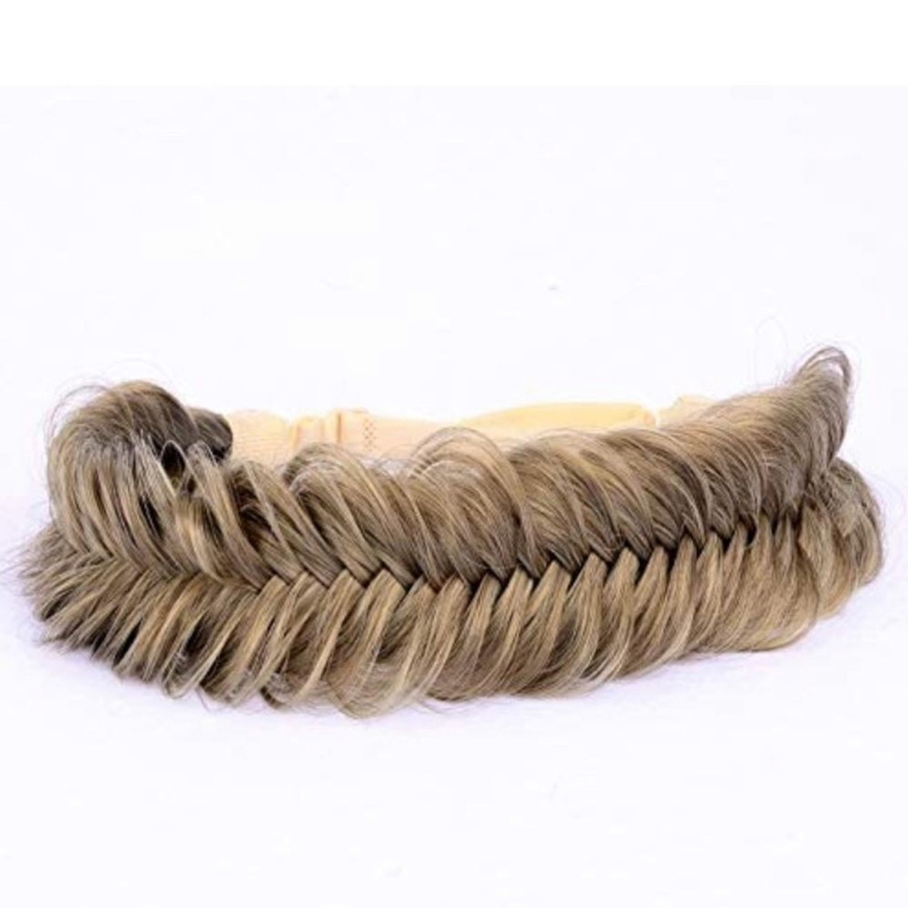 Wide Fishtail 2 Strands Synthetic Hair Braided Headband Dark Ash Blonde
